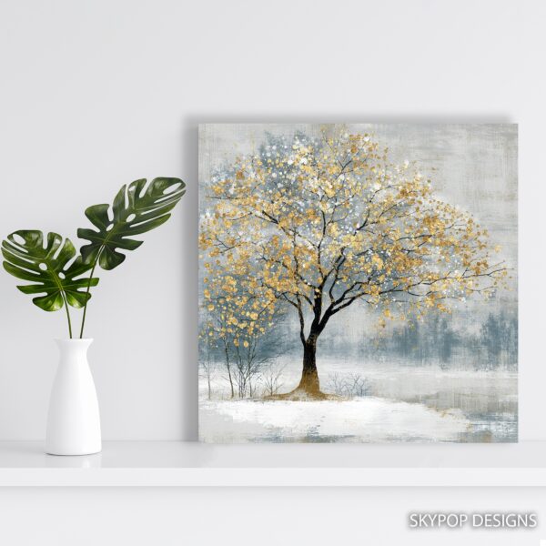 Golden Winter Tree Art