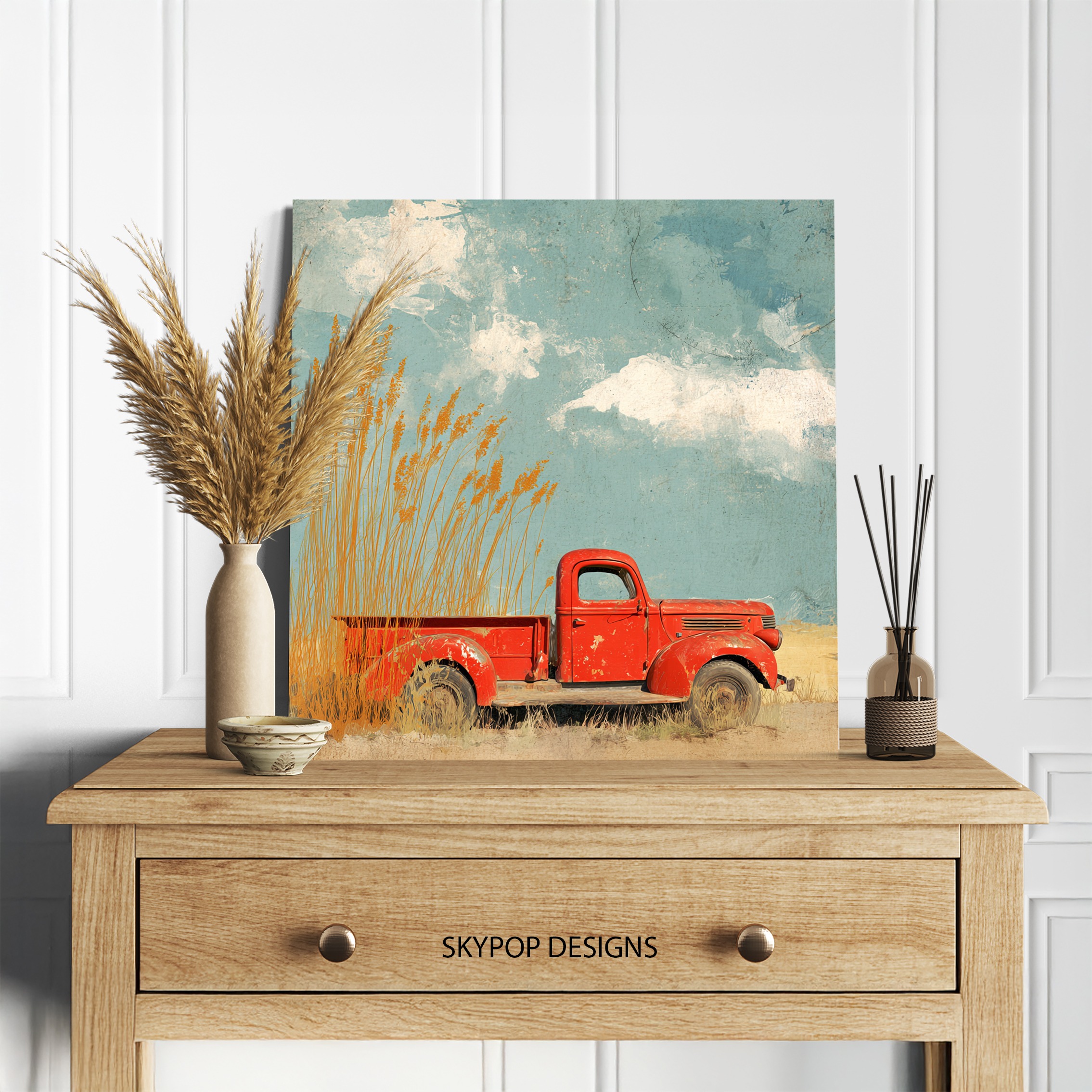 5.jpg Red Truck Field Art