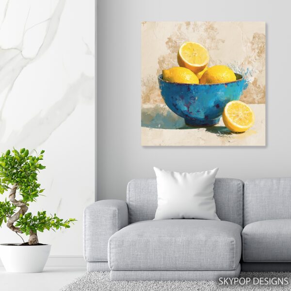 Lemon Blue Bowl Art