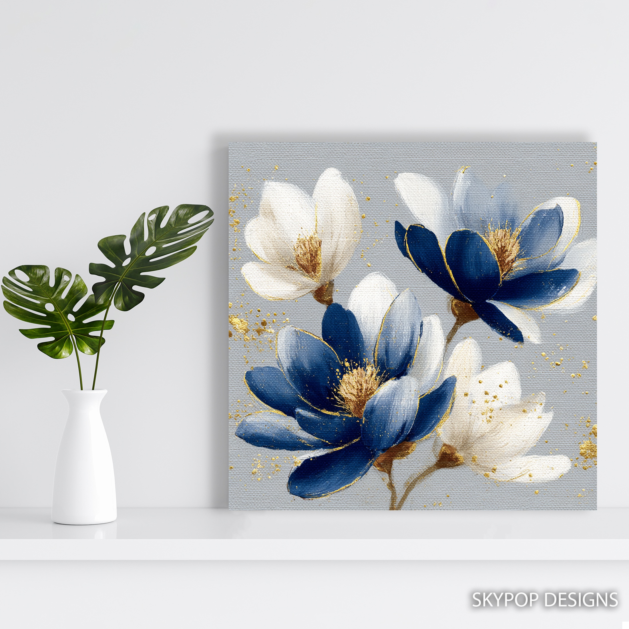 5.jpg Blue and Gold Floral Art