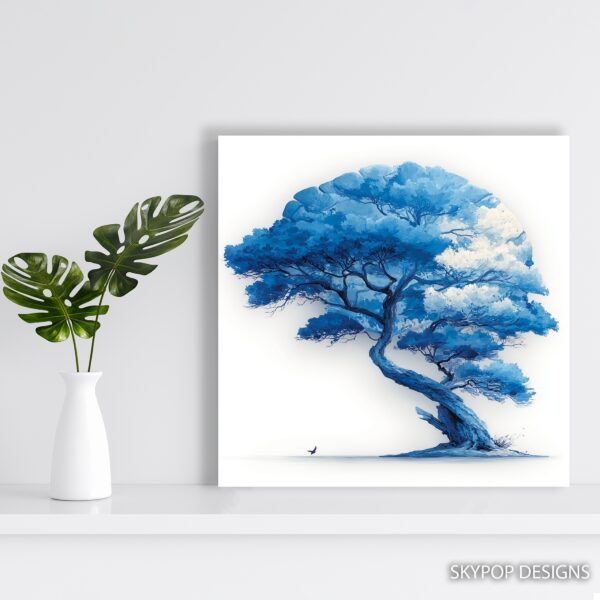 Blue Tree Bird Art