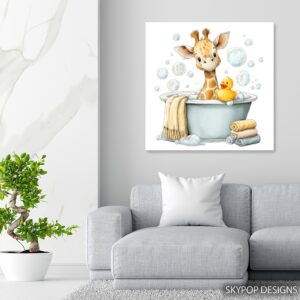 Giraffe Bath Time Art