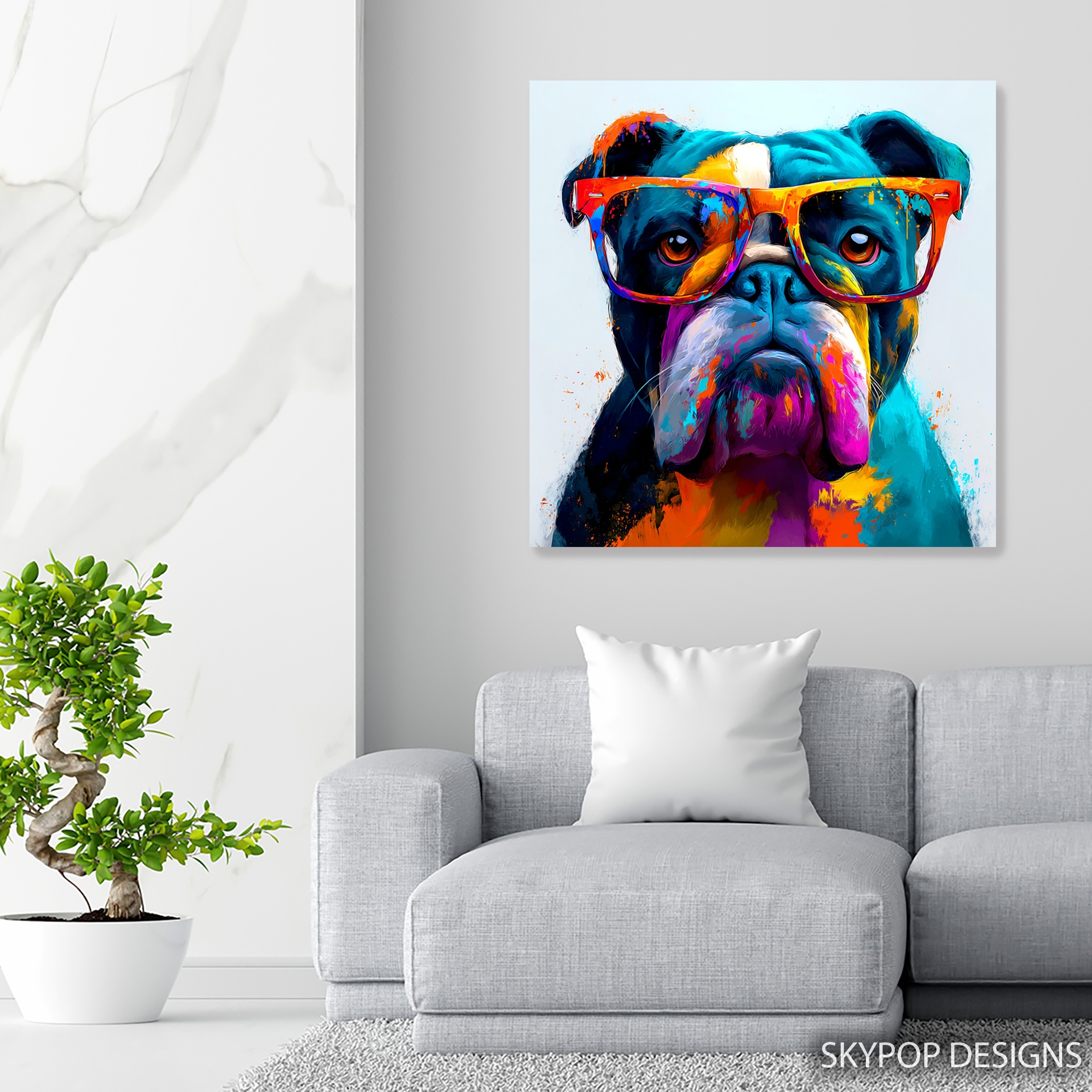 5.jpg Bulldog With Glasses Art