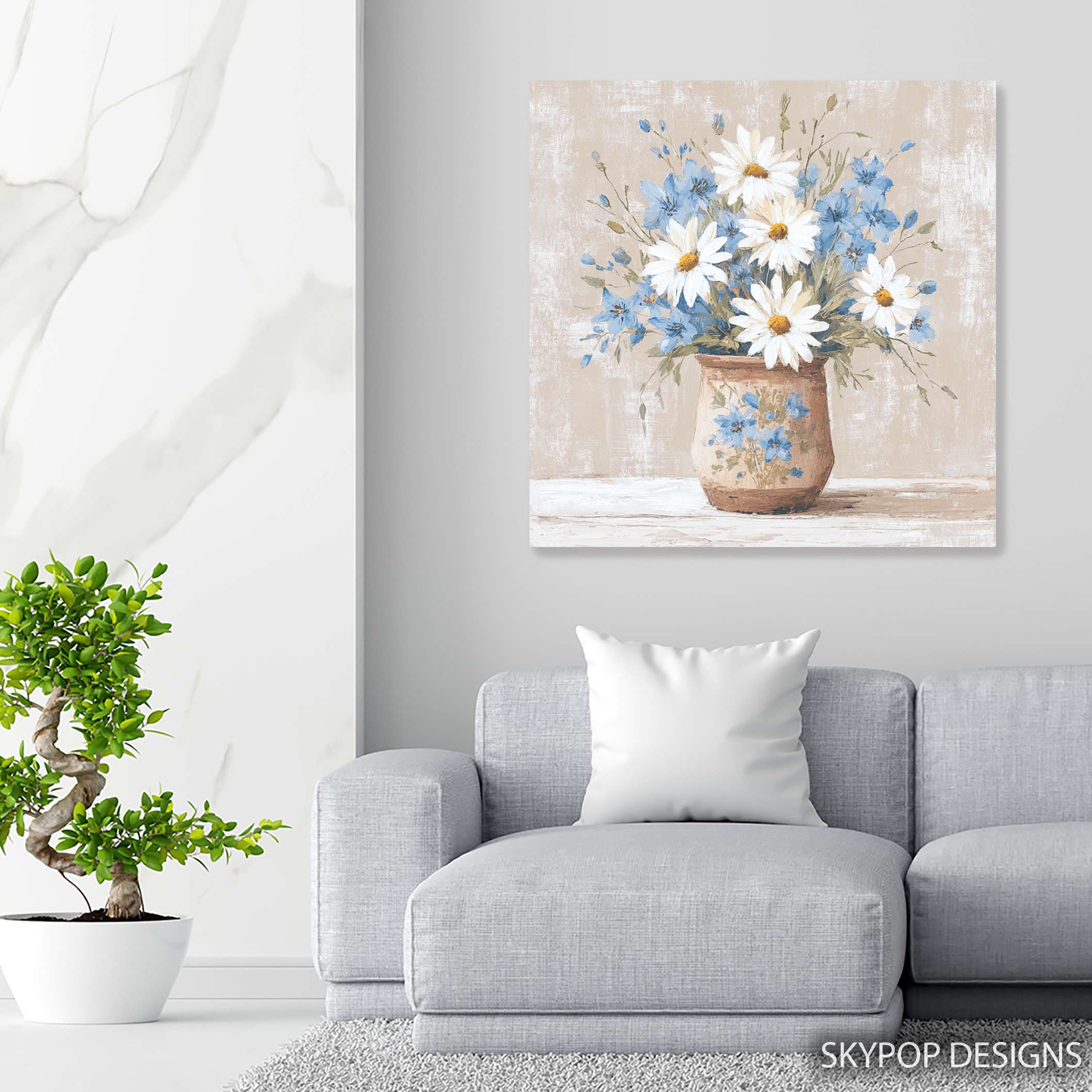 5.jpg Daisy and Cornflower Bouquet Art
