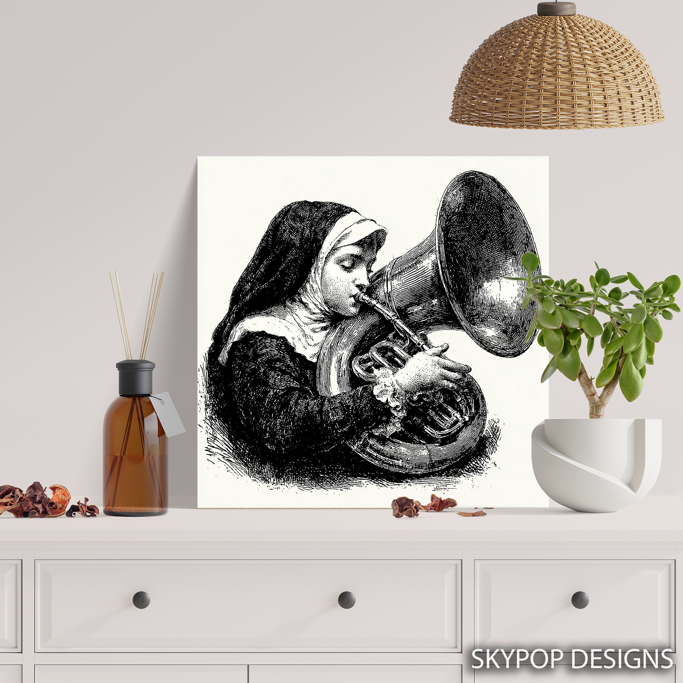 5.jpg Nun Playing Trumpet Art