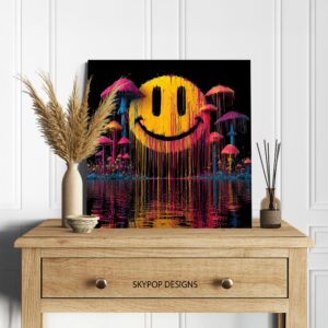 Psychedelic Smiley Mushroom Art