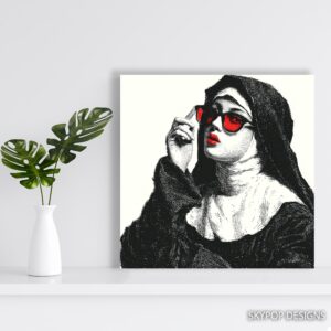 Nun with Red Sunglasses Art