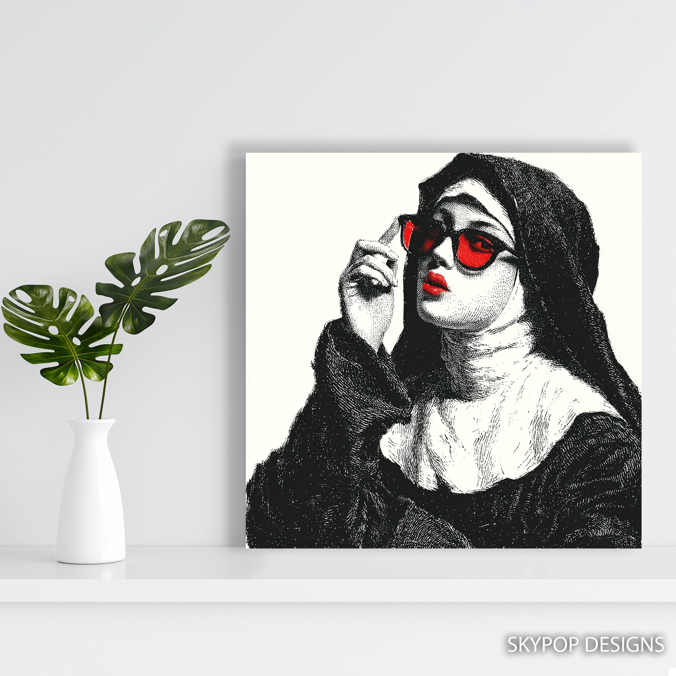 5.jpg Nun with Red Sunglasses Art