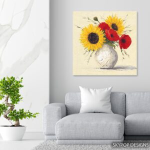 Sunflower and Poppy Bouquet Art