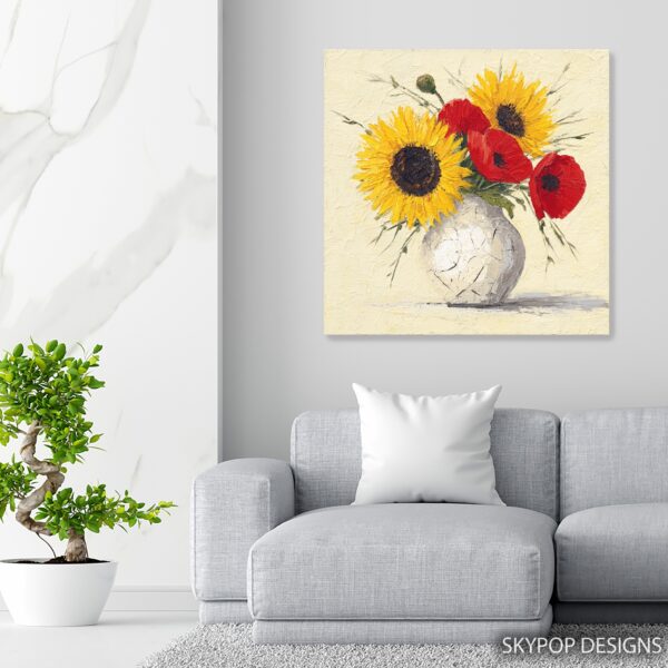 Sunflower and Poppy Bouquet Art