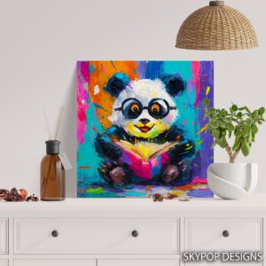Panda Reading Book Art