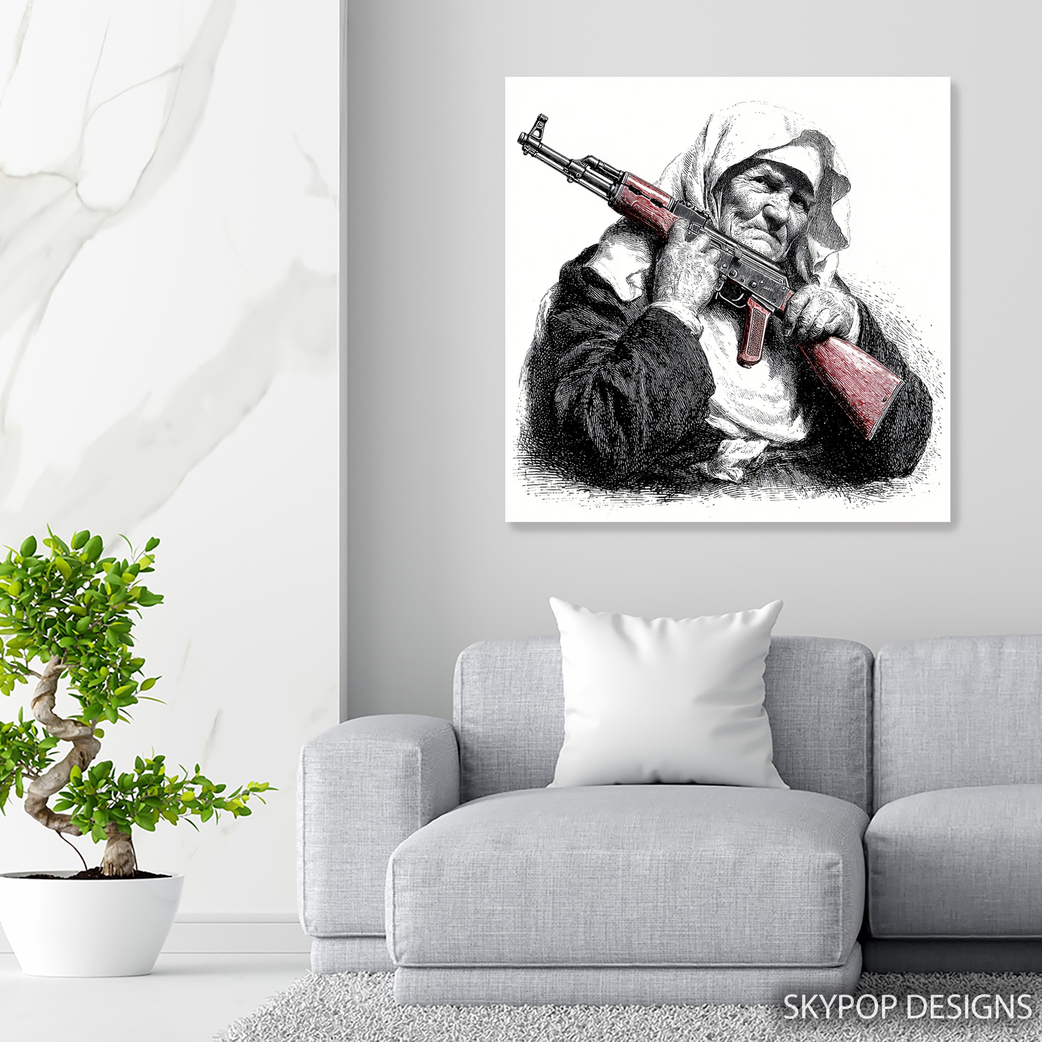 5.jpg Elderly Woman with Gun Art
