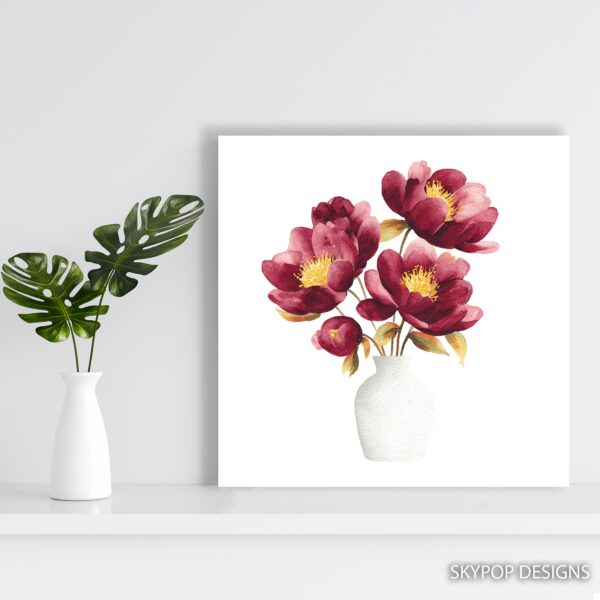 Burgundy Peony Bouquet Art