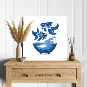 Blue Fish Bowl Art
