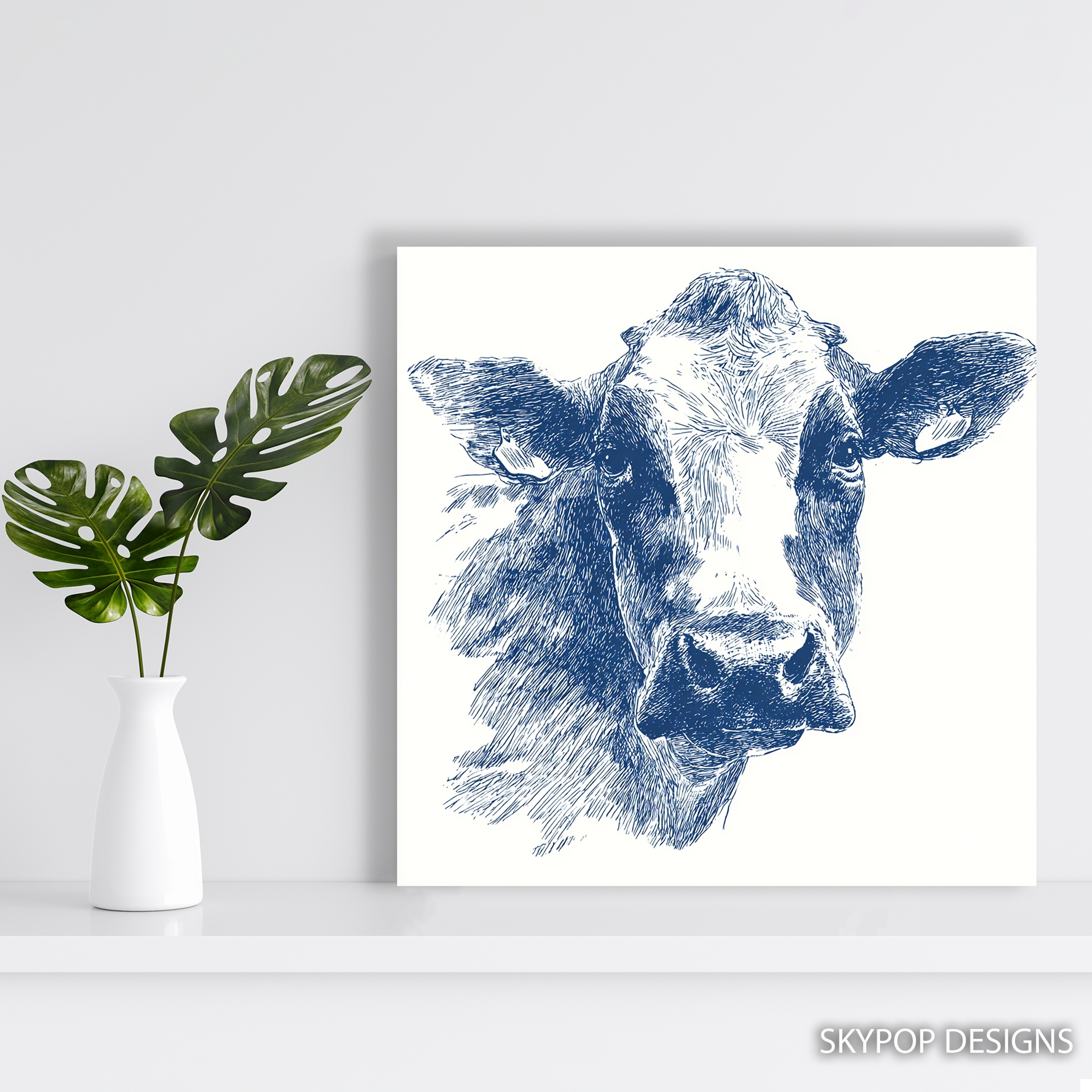 5.jpg Blue Cow Face Art