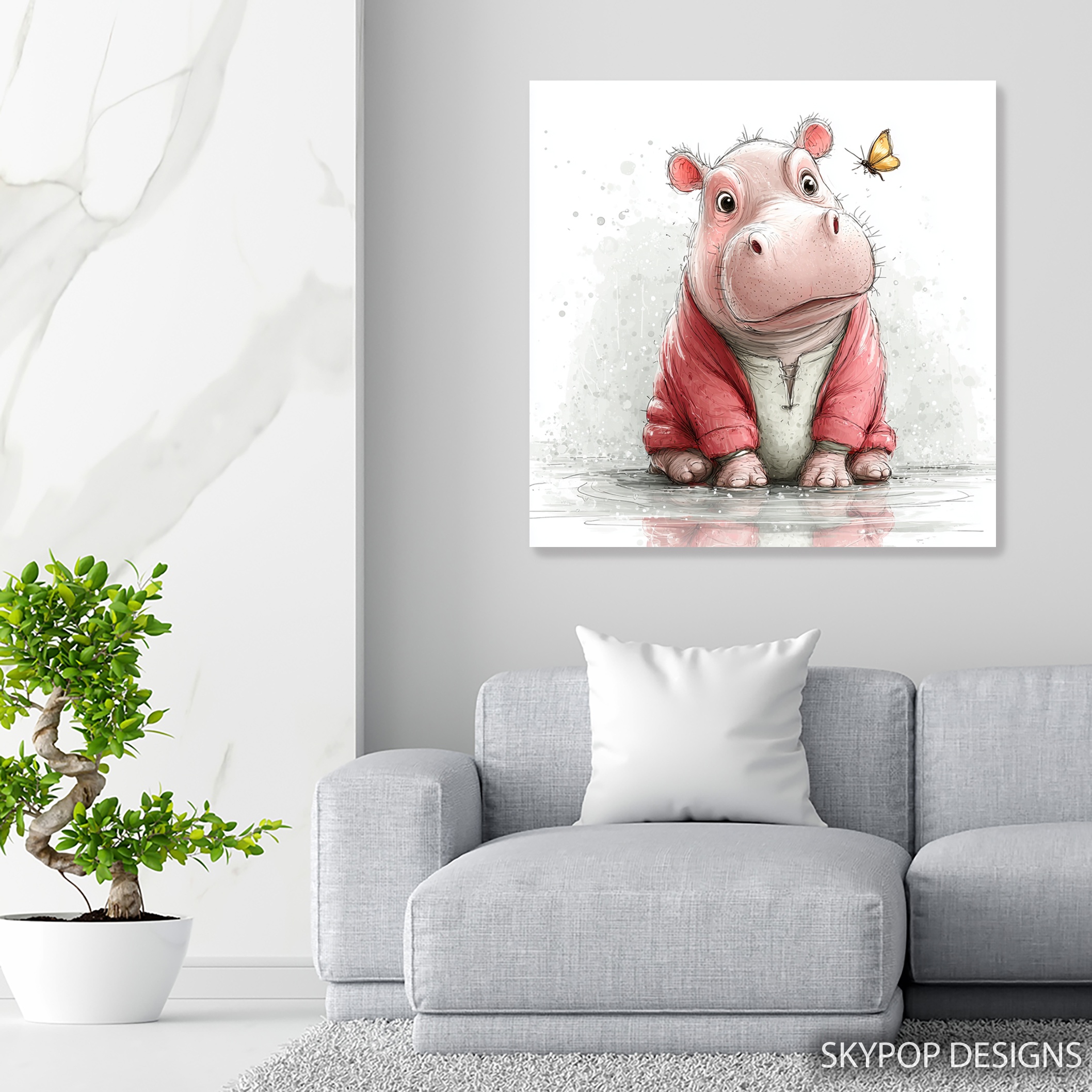 5.jpg Hippo Butterfly Art