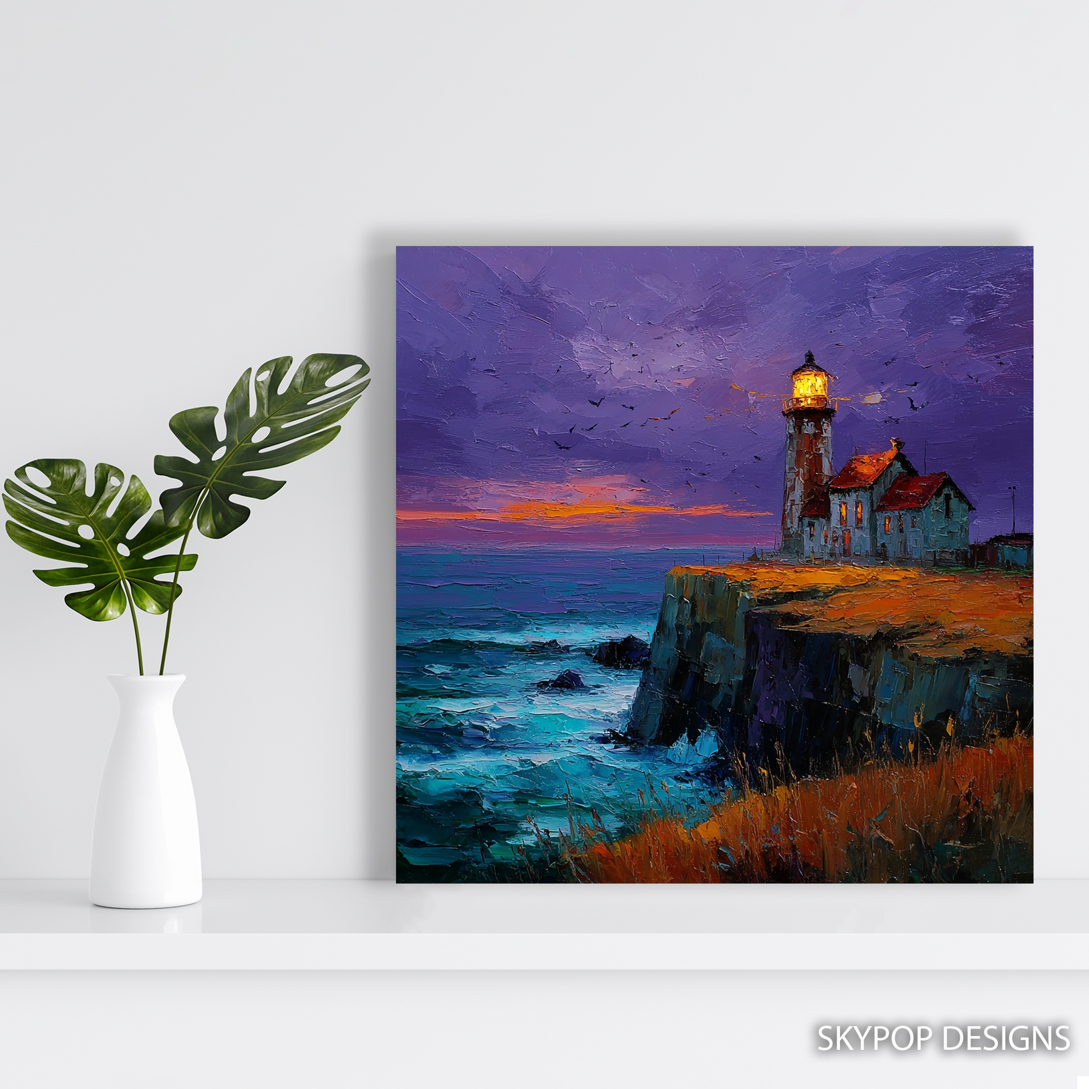 5.jpg Lighthouse Cliff Sunset Art