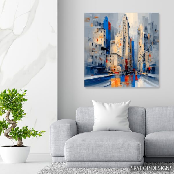 Urban Skyline Reflection Art