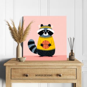 Raccoon Basketball Art