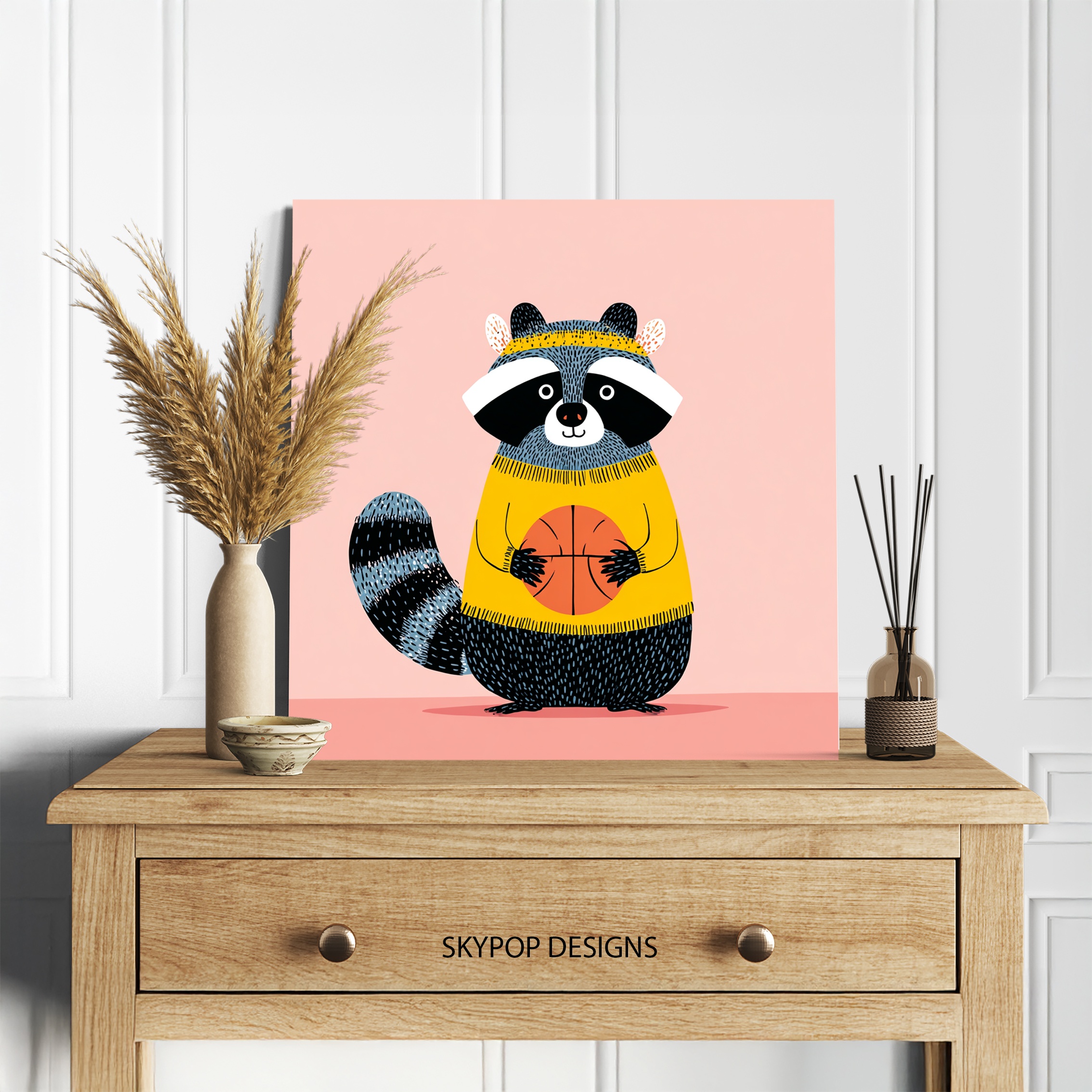 5.jpg Raccoon Basketball Art