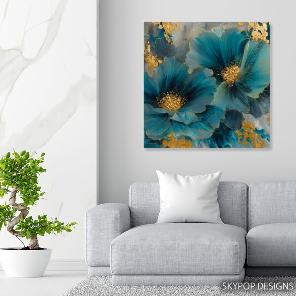 Teal Blossom Art
