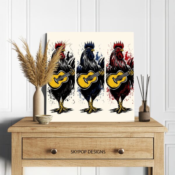 Guitar Playing Rooster Art