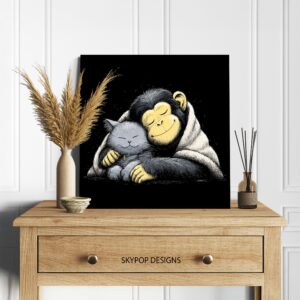 Monkey Cat Cuddle Art