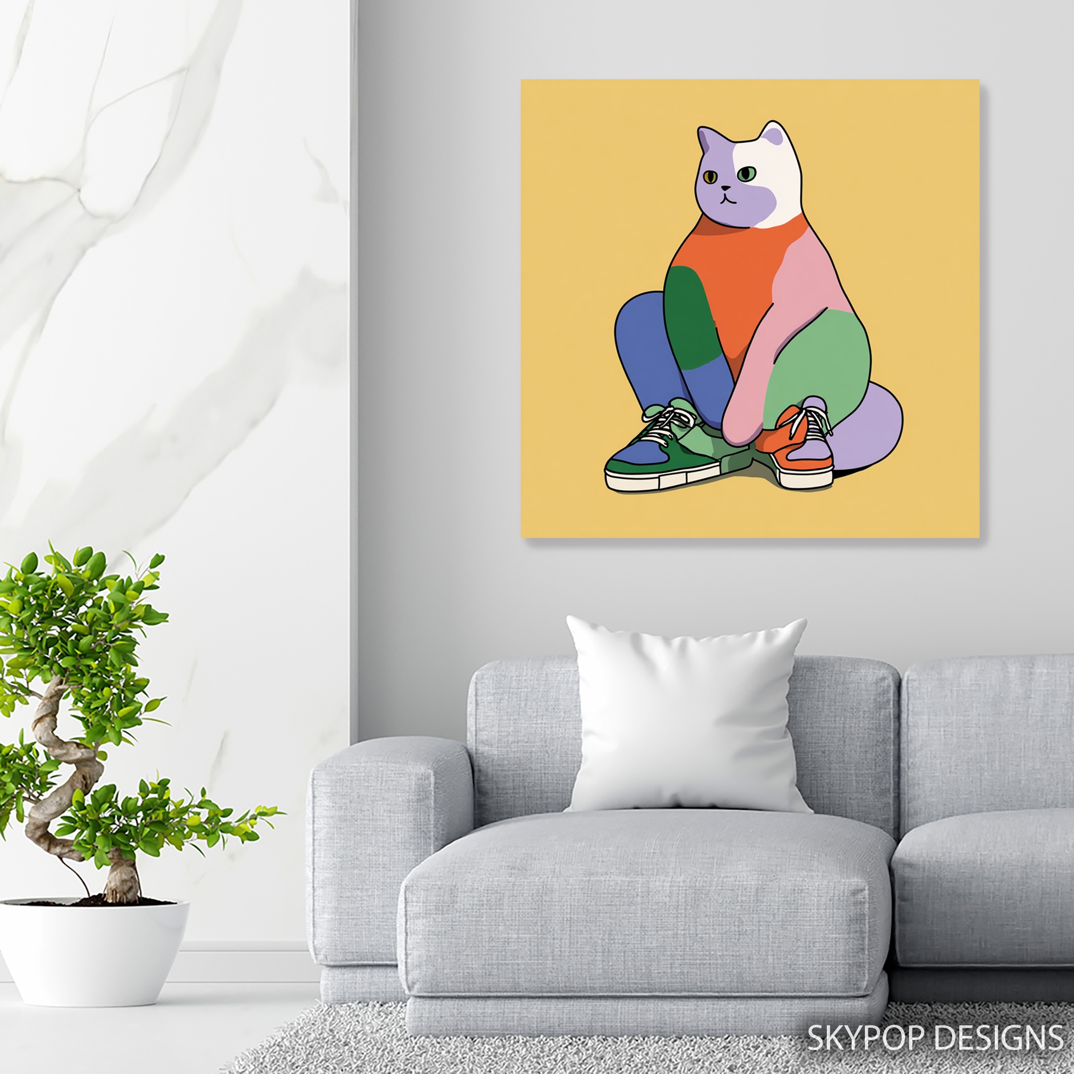 5.jpg Colorful Cat Sneakers Art