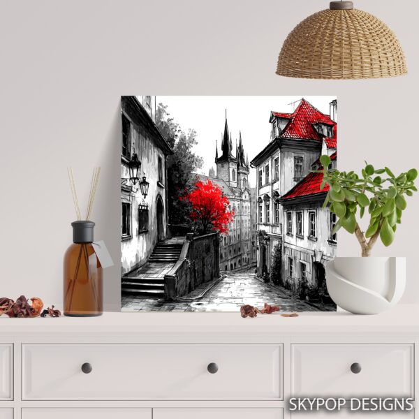 Red Roofed Prague Cityscape Art
