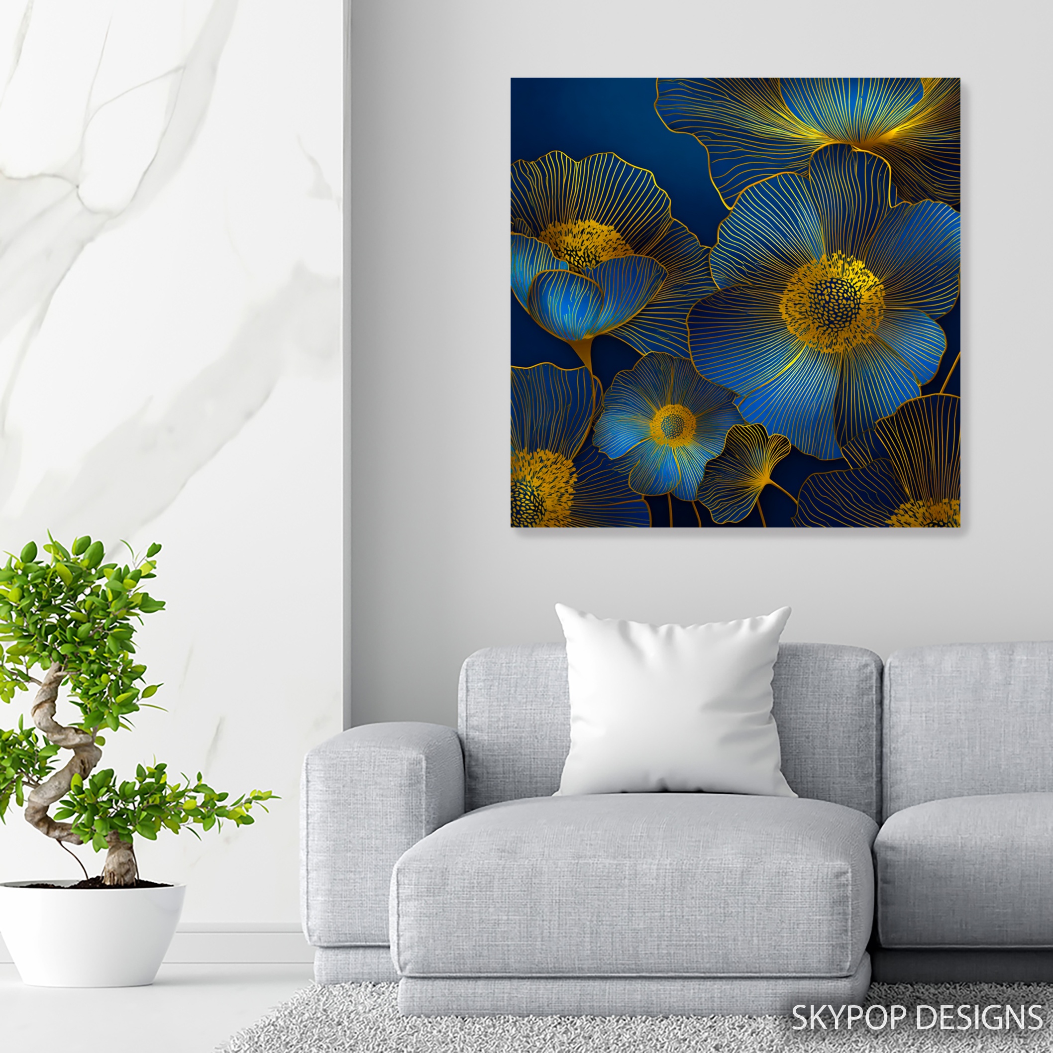 5.jpg Golden Blue Floral Art