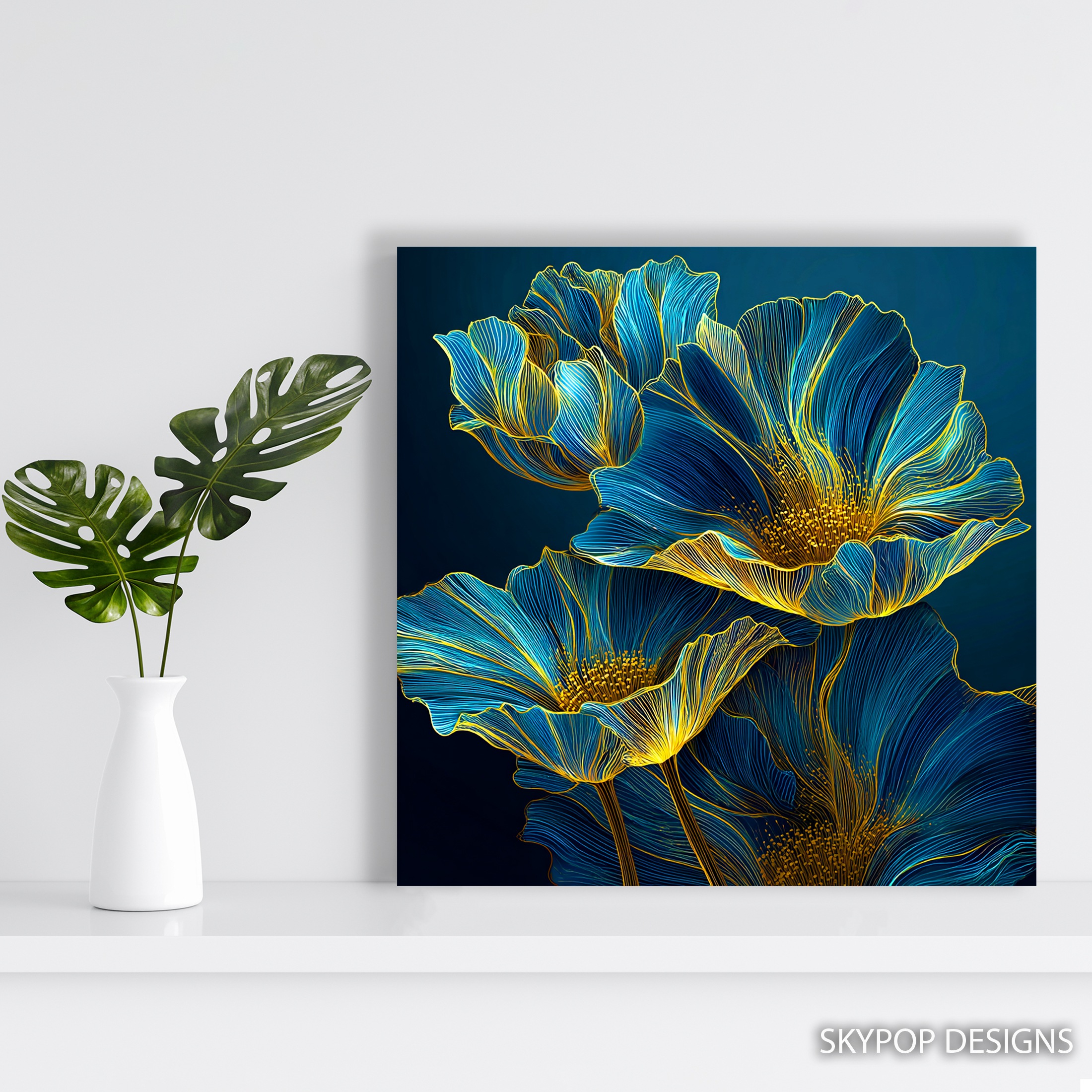 5.jpg Electric Blue Flower Art