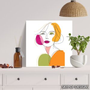 Colorful Line Art Face Art