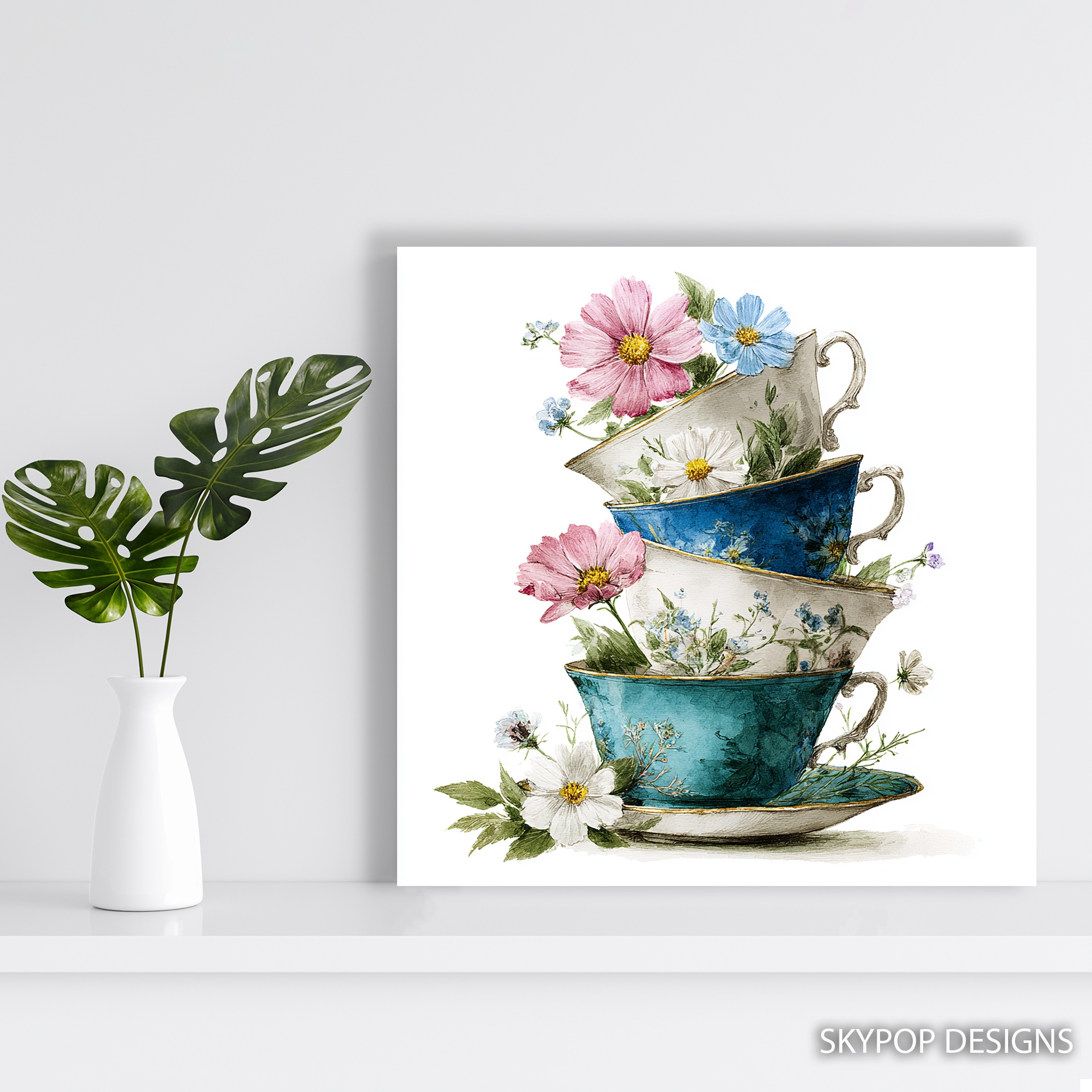 5.jpg Floral Teacup Stack Art