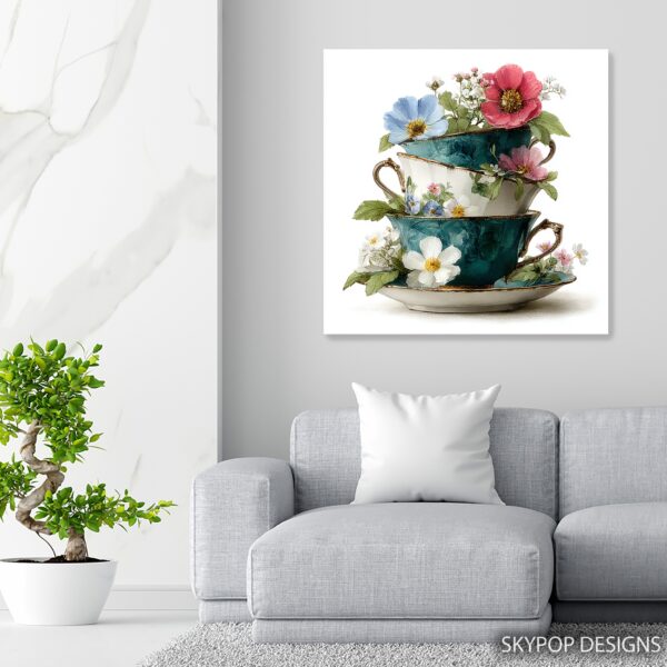 Vintage Teacup Floral Art