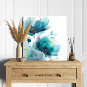 Teal Blossom Art