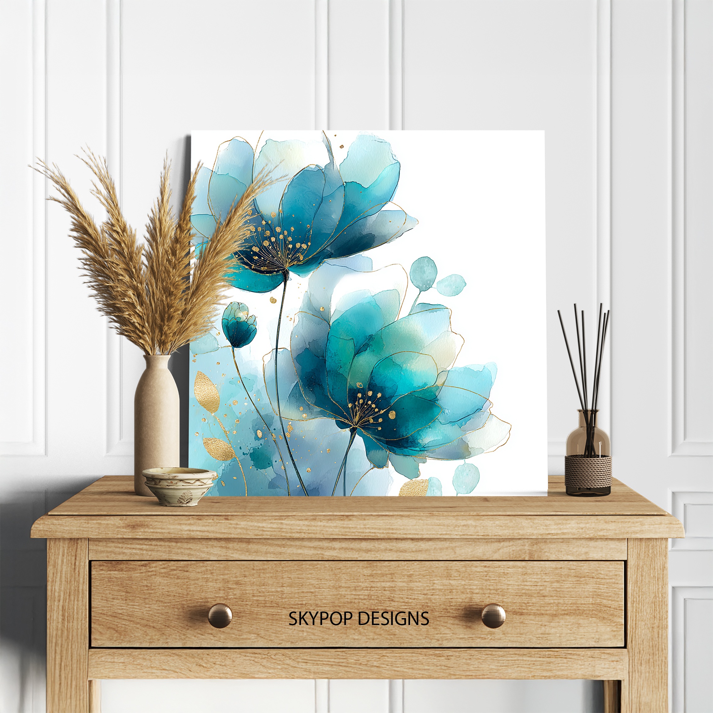 5.jpg Teal Blossom Art
