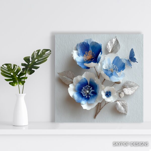 Blue Poppy Butterfly Art