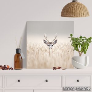 Deer in Wheat Field Art