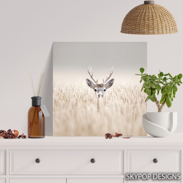 Deer in Wheat Field Art