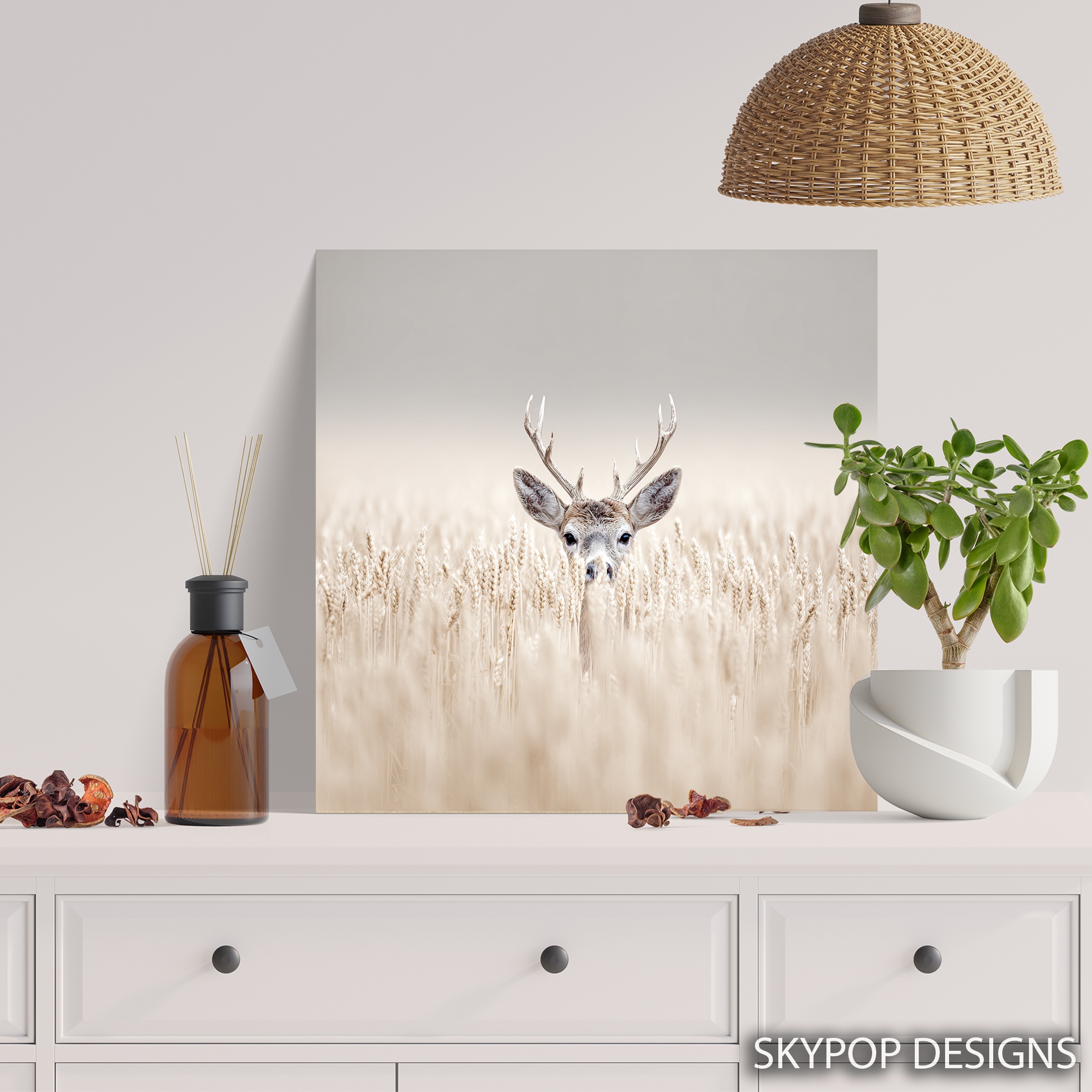 5.jpg Deer in Wheat Field Art