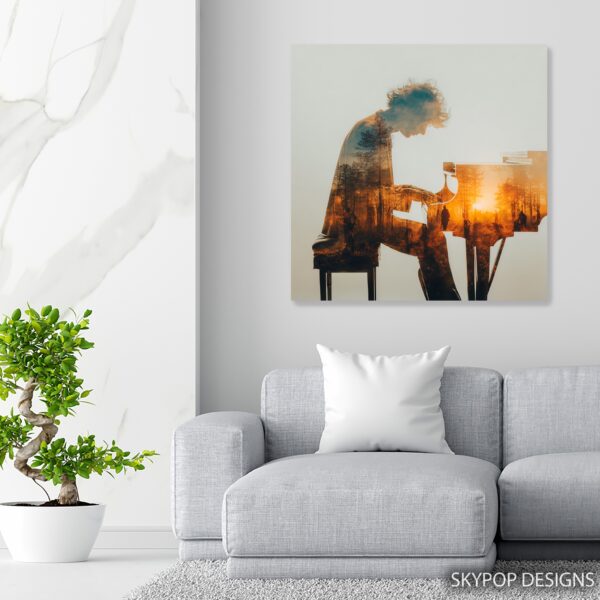 Sunset Piano Silhouette Art