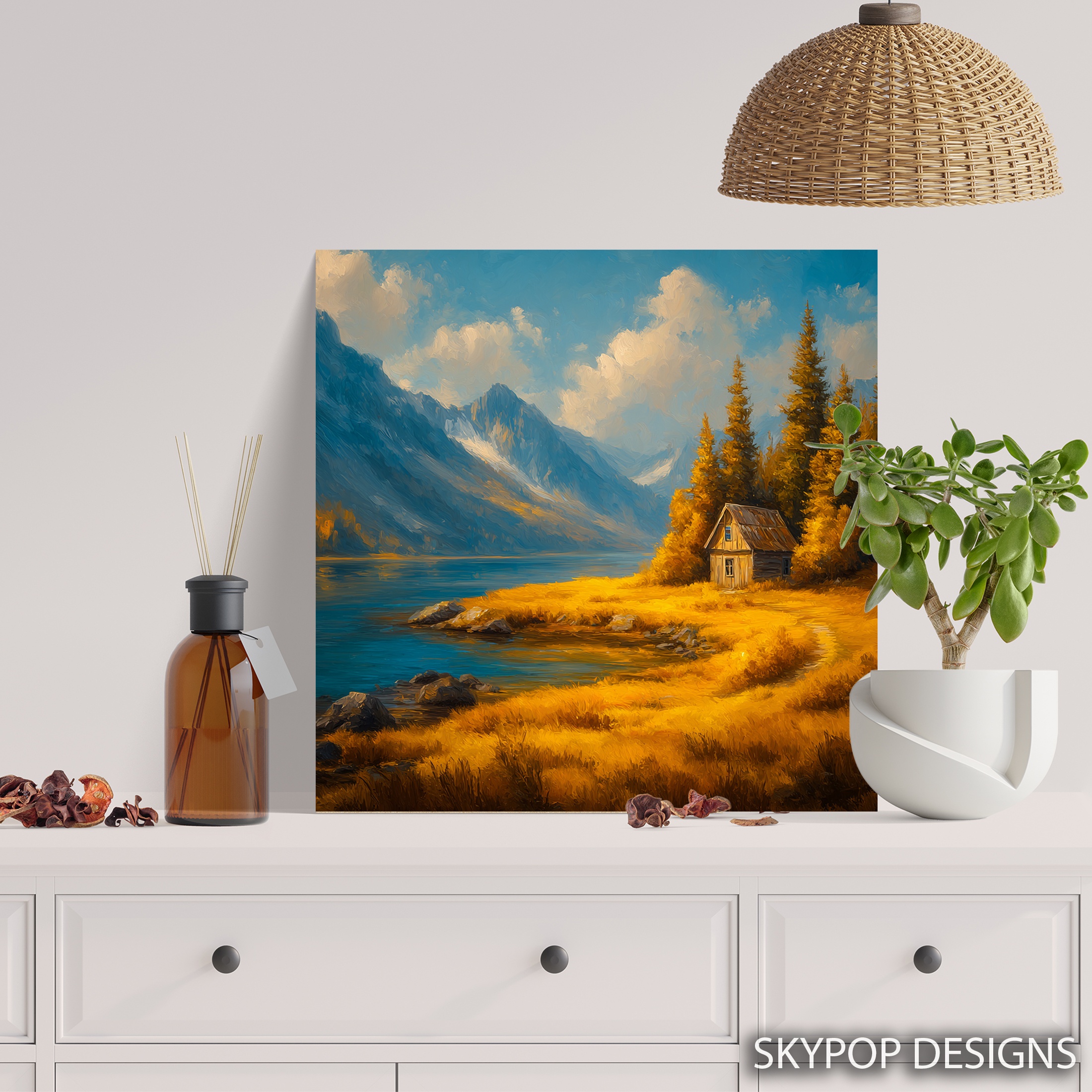5.jpg Mountain Lake Cabin Art