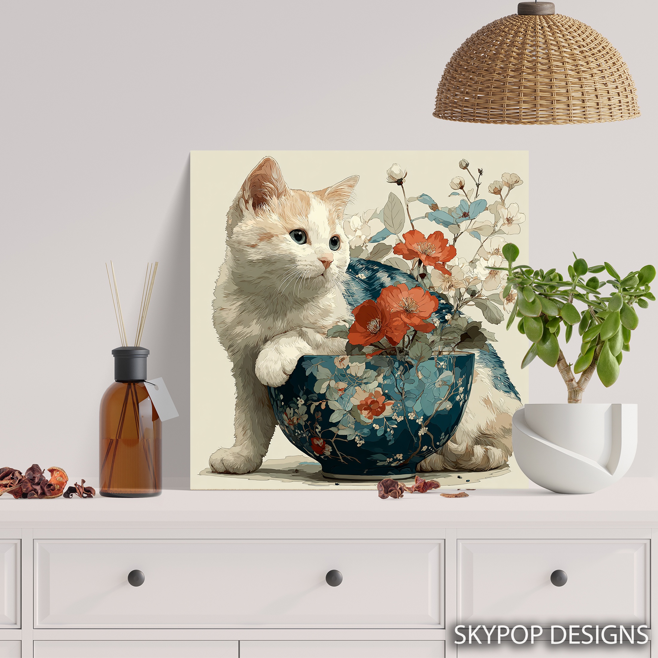 5.jpg Cat and Flowers Art