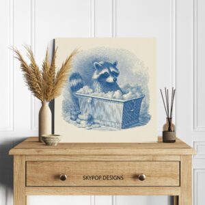 Raccoon Bath Time Art