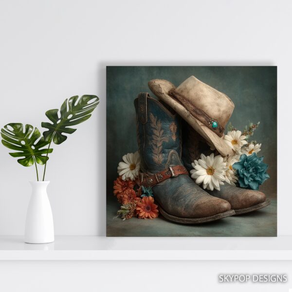 Cowboy Boots and Hat Art