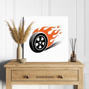 Flaming Tire Art