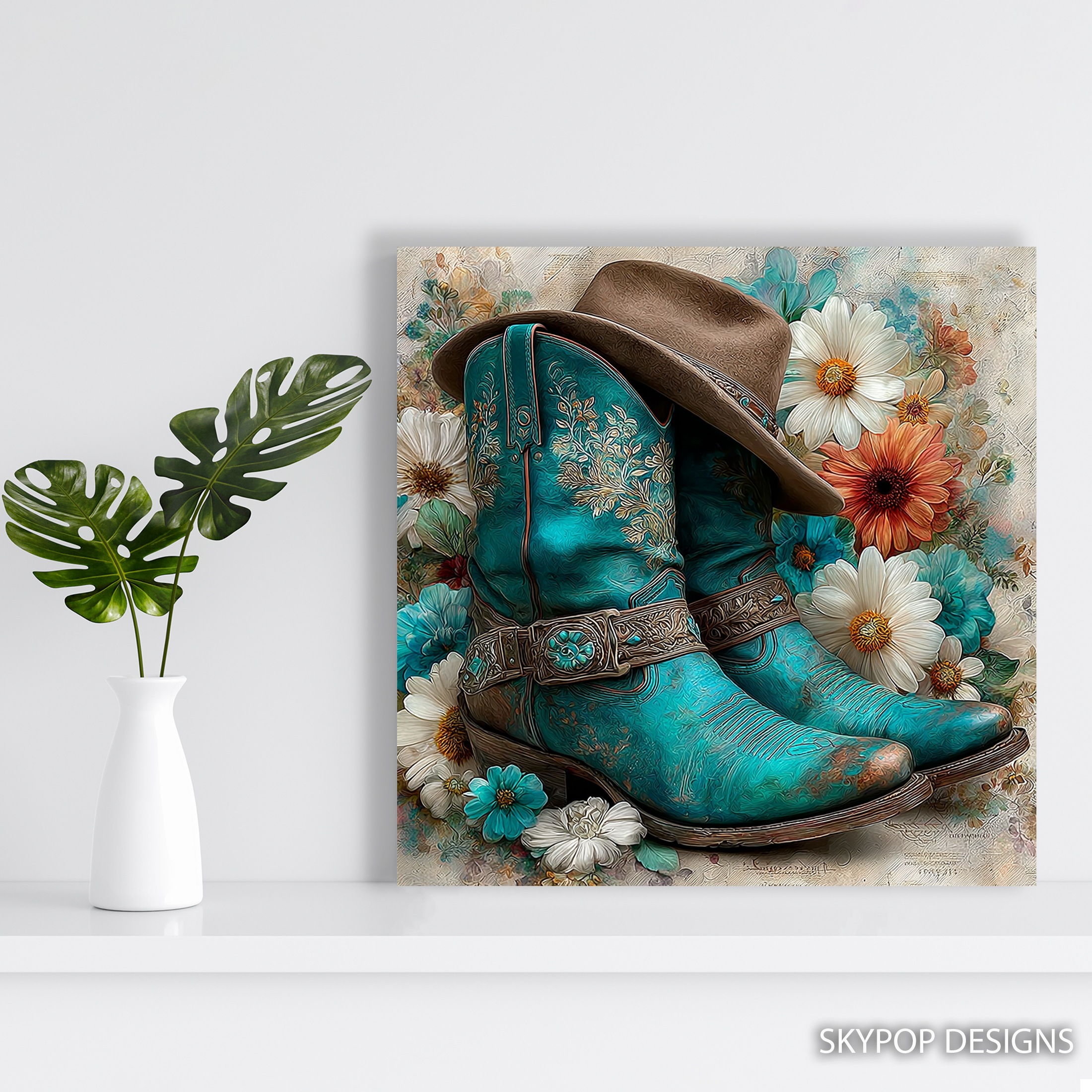 5.jpg Cowboy Boots and Flowers Art