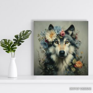 Wolf Floral Crown Art