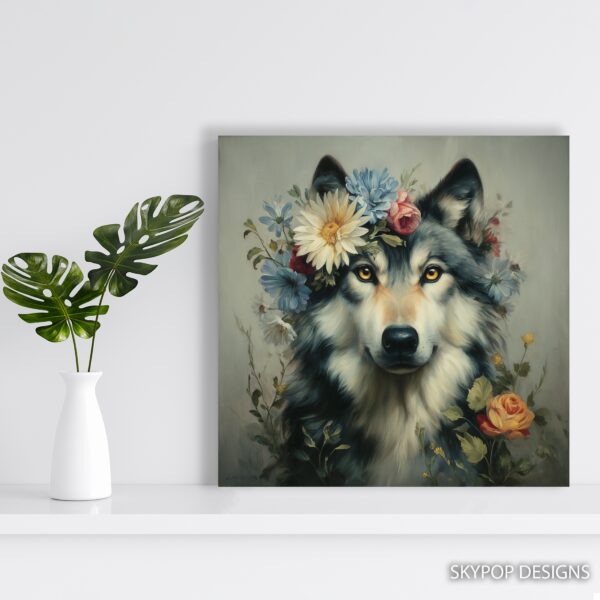 Wolf Floral Crown Art