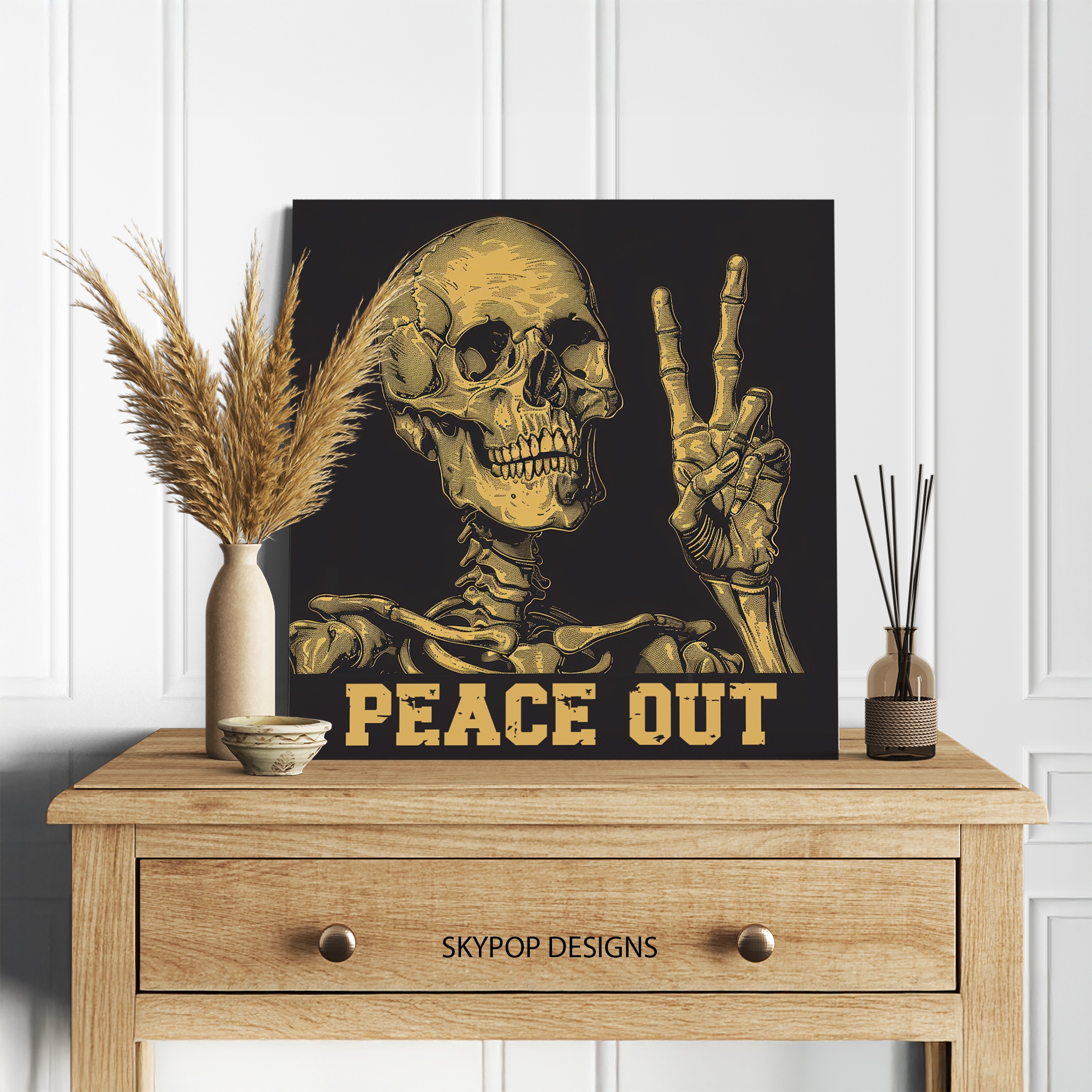 5.jpg Peace Out Skeleton Art